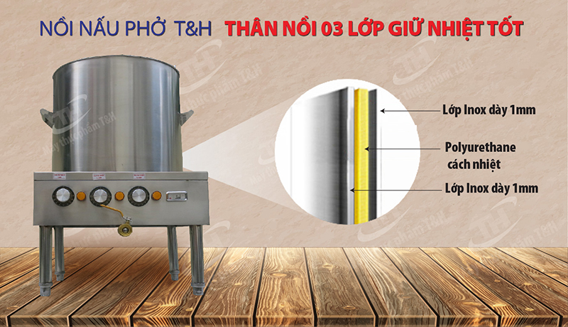 NỒI NẤU PHỞ ĐIỆN T&H 70 LÍT